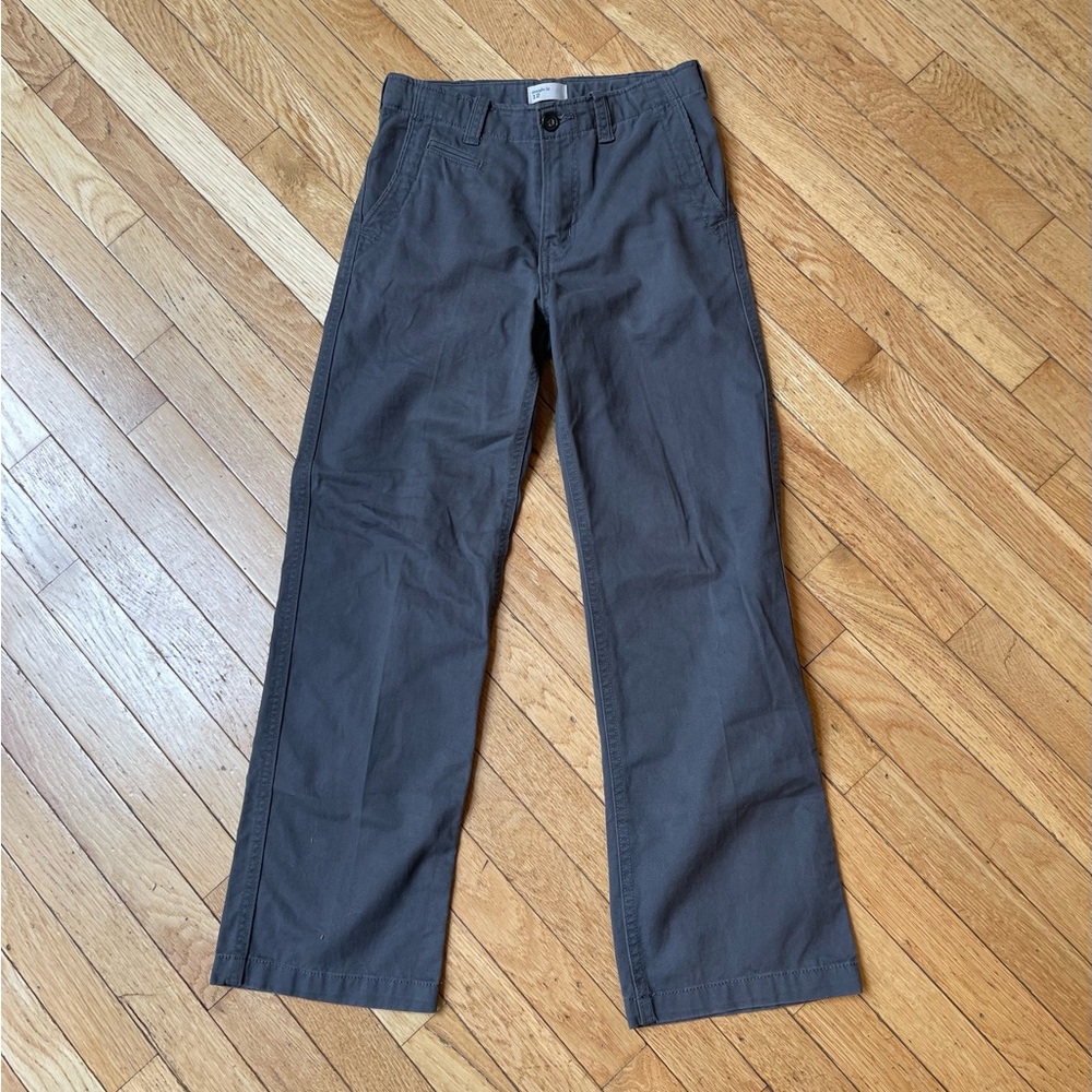 Girls Gapkids Straight Fit Pants, Sz 12, Sits Below Waste, Dark Gray, EUC